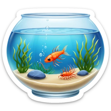 Fish Bowl Aquarium with a single Sea Monkey Atremia Shrimp in it sticker