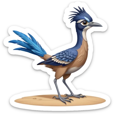 realistic roadrunner bird emoji, tail pointed down sticker