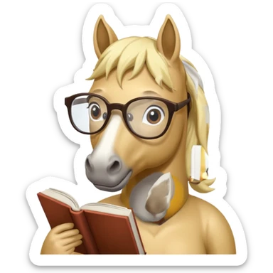 blondie horse read book with glasses sticker