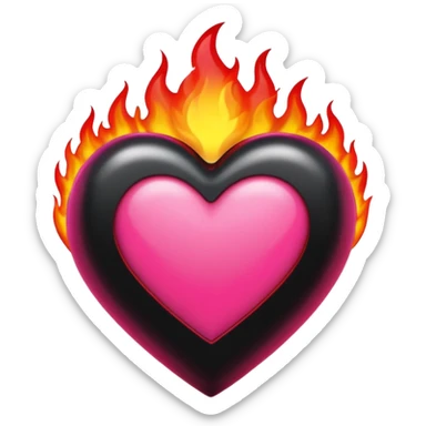 Black, red, hot pink heart make it way more flashy, lightly wreathed in flame  sticker
