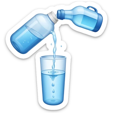 bottle of water being poured out into the air sticker
