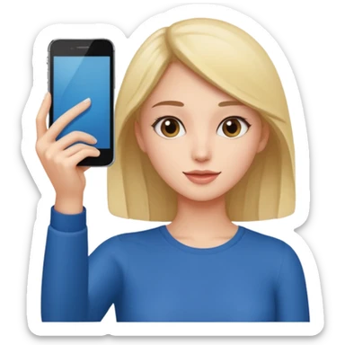 slim girl holding phone up for selfie sticker