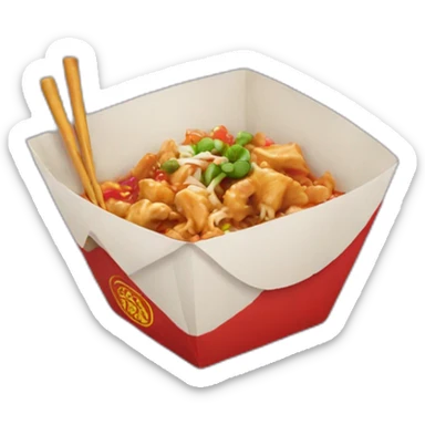 Cat eating Chinese takeout  sticker