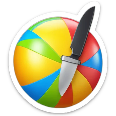 beach ball with a knife in it sticker