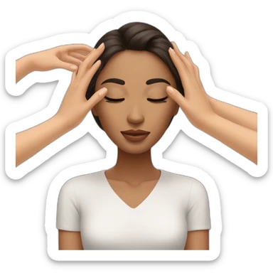 woman with open eyes gets a head massage from two hands sticker
