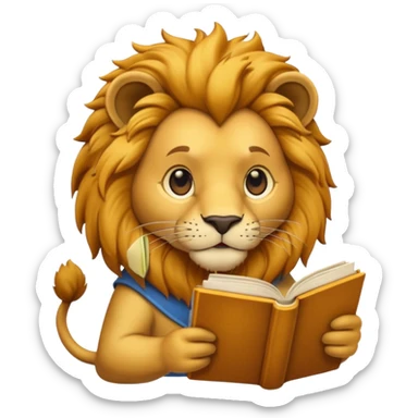 lion reading book sticker