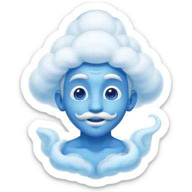blue genie emerging smoke. sticker