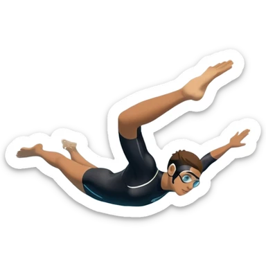 inexperienced determined person diving into a pool of divers, with a pool named confidence... glowing body  sticker