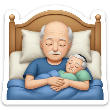 Un homme âgé qui dort paisiblement Les yeux fermés dans son lit sticker