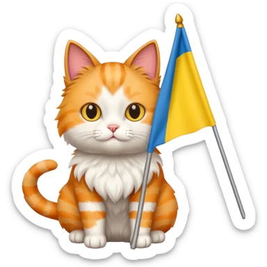 Cat holding flag of Ukraine sticker