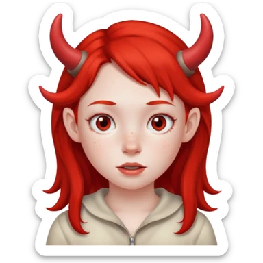 girl kid with small red horns sticker