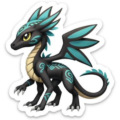 Tribal Exotic Meloetta-Stitch-Zekrom-Salandit-fusion, full body, tribal markings  sticker