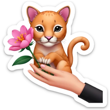 a flower in hand that holds the puma sticker