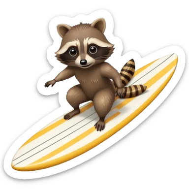 a raccoon riding a surfboard sticker