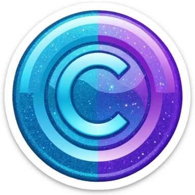 Glitter purple and cian inner circle sticker