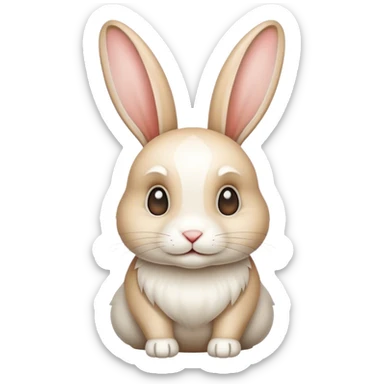 Lapin bélier beige blanc sticker