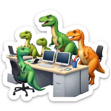 dinosaurs working in an office sticker