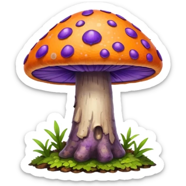 wild colorful mushroom growing on tree sticker