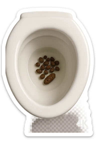 wc dentro cui cadono feci di animale a pallini, iperrealistico 4k sticker