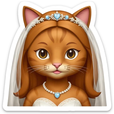 brown cat bride sticker