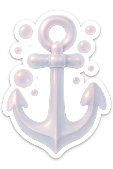 Make the anchor more transparent, realistic, and pastel, with soft pink and purple bubbles, realistic lighting, and a gentle pastel color palette, with no background. The style should be transparent, realistic, and pastel with soft pink and purple bubbles and realistic lighting. sticker