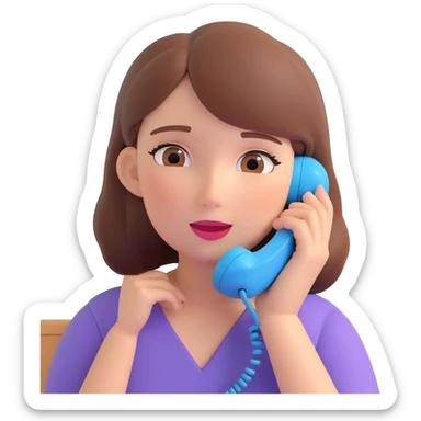 girl talking on phone bedroom background, close up pose sticker