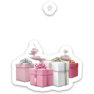 Light pink Christmas gifts under a white Christmas tree  sticker