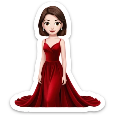 Anne Hathaway in red dress, red carpet sticker