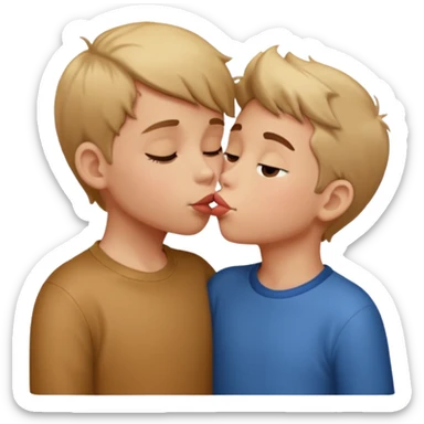 boy giving a kiss sticker