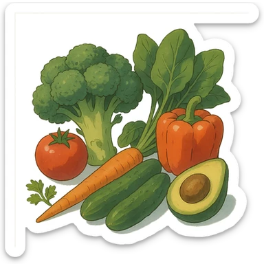 ghibli style vitamin-rich vegetables sticker