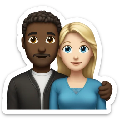 Couple hugging, white woman brown hair black eyes, white man with blue eyes  sticker