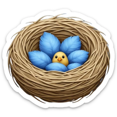 Nest made with blue velvet fabric sticker