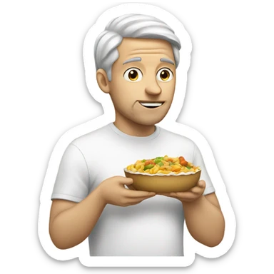 White man who eats a lot of food sticker