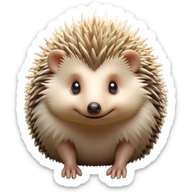 Cinematic Adorably Cute Hedgehog Portrait Emoji, Poised with a round, spiky yet cuddly body and bright, curious eyes peeking from beneath a soft array of quills, Simplified yet irresistibly adorable features, highly detailed, glowing with a warm, gentle forest glow, high shine, lively and endearing, stylized with an air of woodland cuteness, soft glowing outline, capturing the essence of a playful hedgehog that appears ready to scurry out of the screen with delightful charm! sticker
