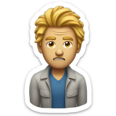 A man that is very angry. He pulls his hairs strongly. sticker