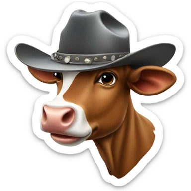 Cow with cowgirl hat sticker
