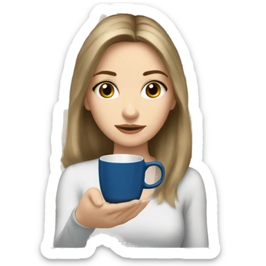 stack of beige books, Russian white girl, brown middle hair, blue eyes, table, coffee sticker