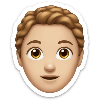 White girl with a big forehead and brown hair sticker