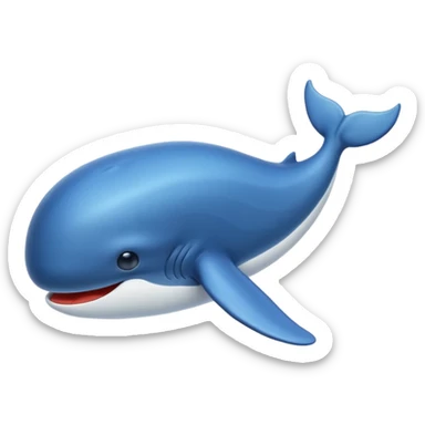 blue whale, apple emoji style sticker