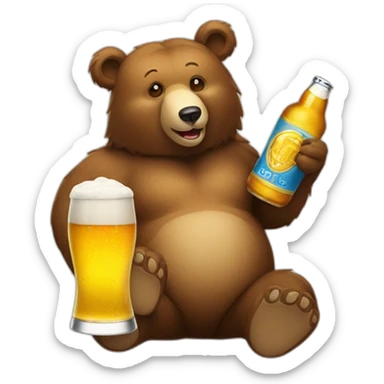bear with a beer sticker