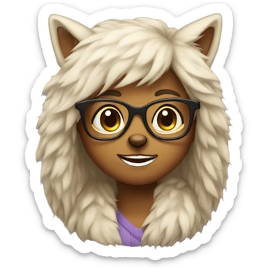 furry girl with glasses  sticker