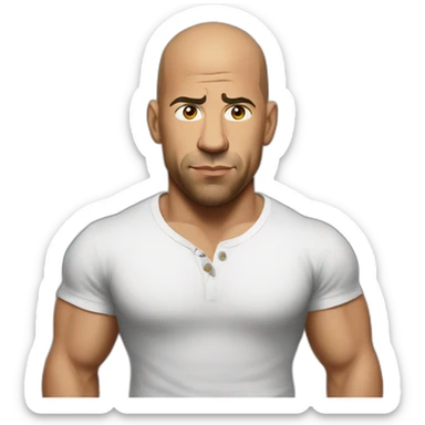 vin diesel serious cartoon wearing henley  sticker