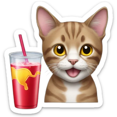 cat with a red bull drink sticker