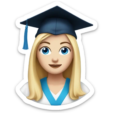 White girl with blue eyes and blonde hair graduate sticker