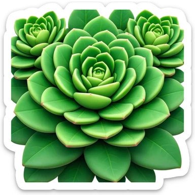 Cinematic Realistic Crassula Emoji, Compact and vibrant, with small, fleshy leaves arranged in thick, rounded clusters. The deep green hue of the leaves radiates calm, while their structured growth speaks of endurance. Soft glowing outline, capturing the essence of perseverance and tranquility in a crassula plant! sticker