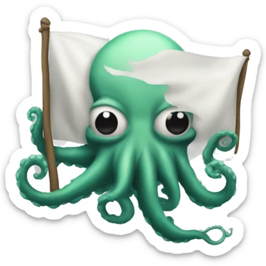 A kraken holding a white banner sticker