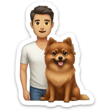 wife husband and brown Pomeranian  sticker