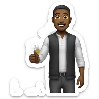 a man selling a car sticker