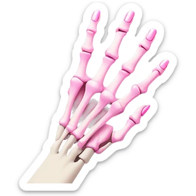 Skeleton hand 5 fingers with pink polish nails minimalistic  sticker