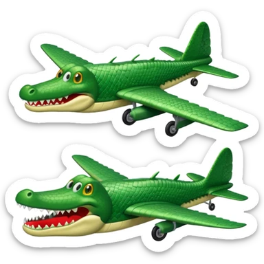 Make an emoji of a bomber plane crocodile. sticker